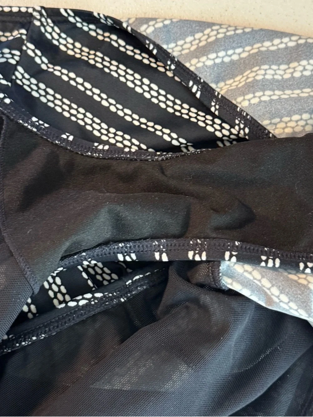 LL Bean 12 Black/White Nylon/Elastane Striped One Piece UPF 50+ Bathing Suit